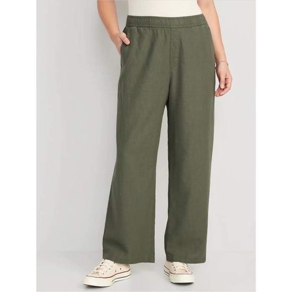 NWT Old Navy High-Waisted Linen-Blend Wide-Leg Pants - Picture 5 of 9